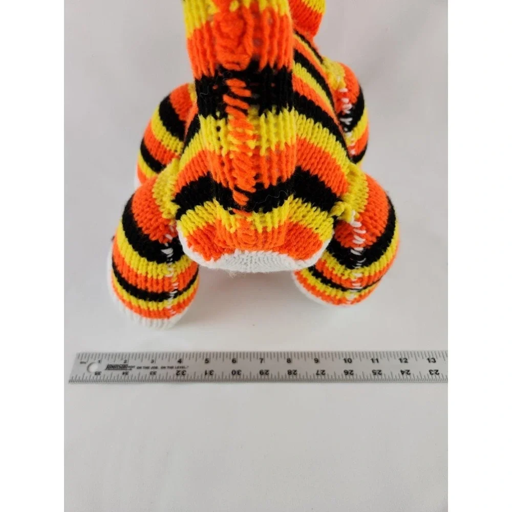 CROCHETED handmade knitted Chunky‎ Knit tiger cub Calico Cat Striped Bear plush